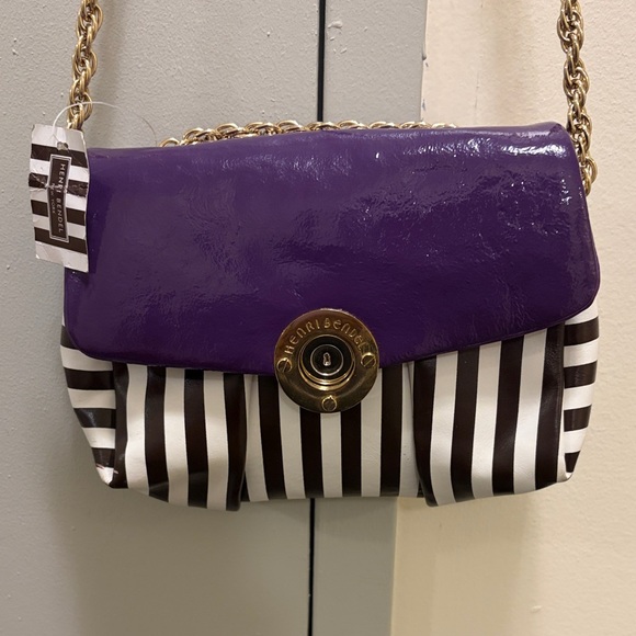 henri bendel Handbags - Henri Bendel Purple and Black Striped Women's Bag